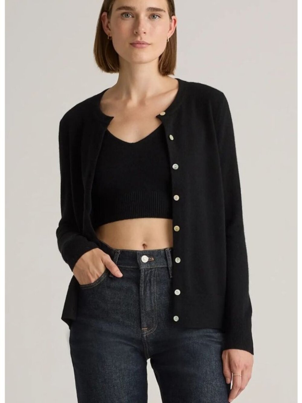 Quince 100% Mongolian Cashmere Cardigan Sweater Women's Size Small Black NWOT!